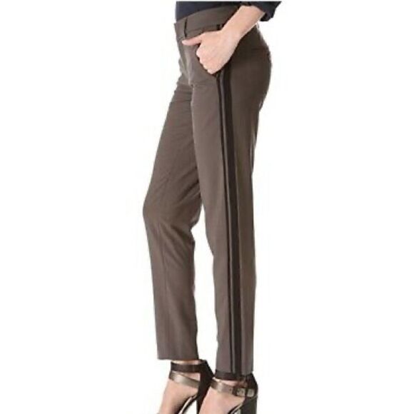 Vince Side striped Trousers Pants Olive Black 2 - Picture 2 of 6